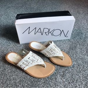 Marion white thong sandals